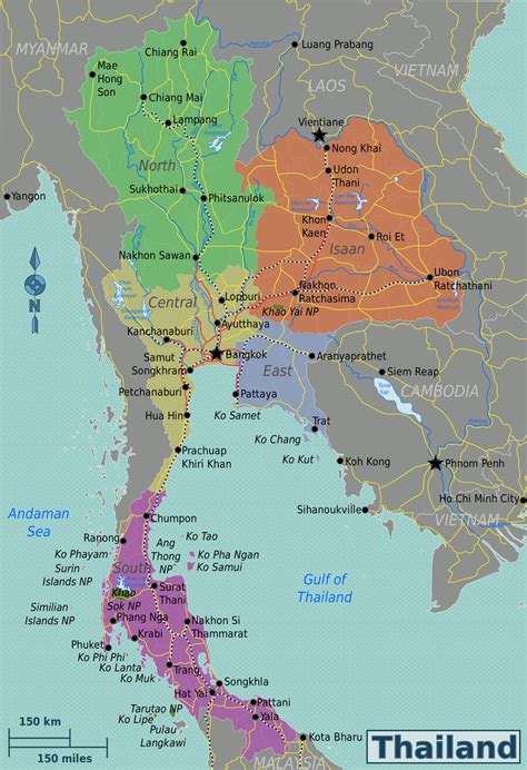 Thailand regions map - Thailand – Travel guide at Wikivoyage | Thailand travel guide, Thailand ...