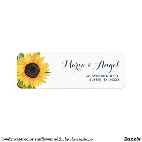 lovely watercolor sunflower address label | Zazzle.com | Watercolor sunflower, Custom address ...