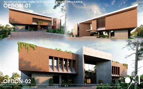 Design project for Facade and Elevation Design for Contemporary Industrial Office Building in ...