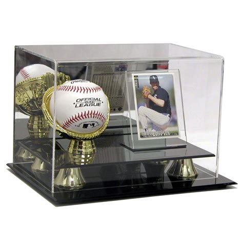 Deluxe Acrylic Gold Glove Baseball & Card Display Case - Polynex, Inc