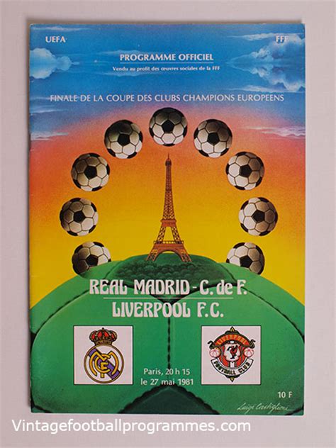 1981 European Cup Final Programme, Real Madrid vs Liverpool football ...