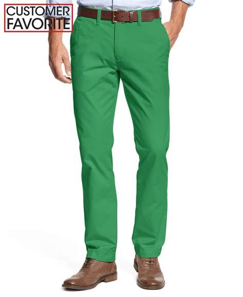 Tommy hilfiger Custom-Fit Chino Pants in Green for Men | Lyst