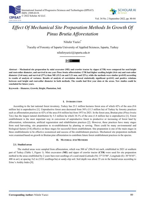 (PDF) Effect Of Mechanical Site Preparation Methods In Growth Of Pinus Brutia Afforestation