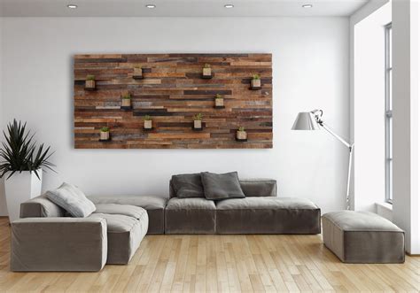 Hand Crafted Wood Wall Art With Floating Wood Shelves 84"X40"X5" Made Of Reclaimed Barnwood by ...