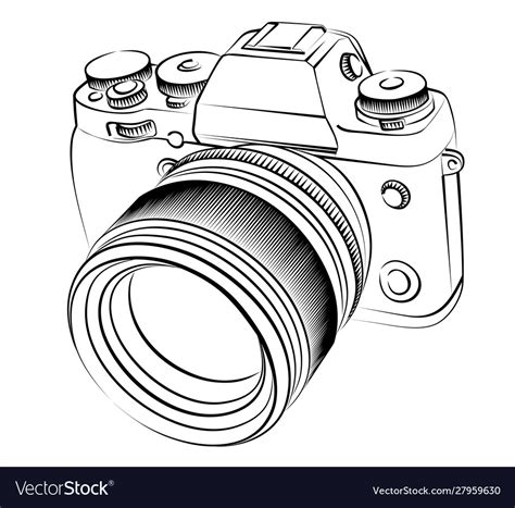 Sketch slr camera Royalty Free Vector Image - VectorStock