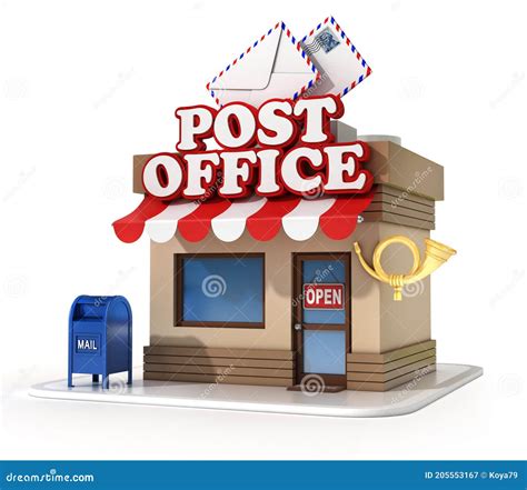 Post Office on White Background 3d Rendering Stock Illustration - Illustration of rendering ...