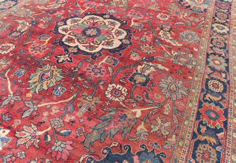 Antique Persian Sultanabad Rug with Red Field, Cream Medallion and ...