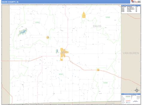 Davis County, Iowa Zip Code Wall Map | Maps.com.com