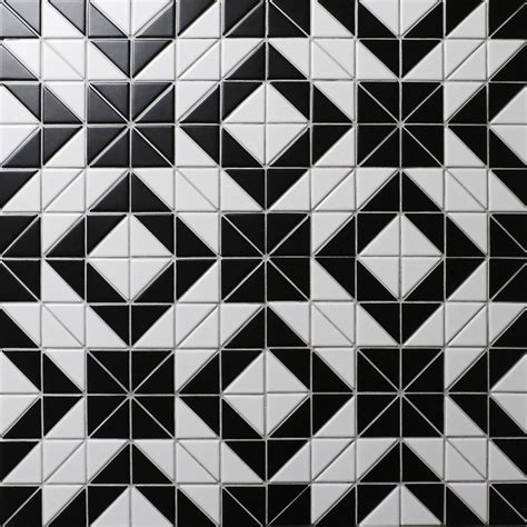 Artistic 2'' Black White Triangle Tile, Porcelain Floor Tile Patterns Online - ANT.TILE