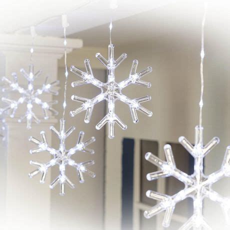 Holiday Time 14' 140-Count LED Snowflake Curtain Christmas Lights, Cool ...