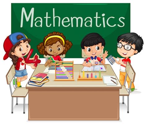 Materia escolar para matemáticas con niños en clase | Vector Premium