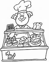 Coloring Pastry chef With His Cakes Picture sketch template