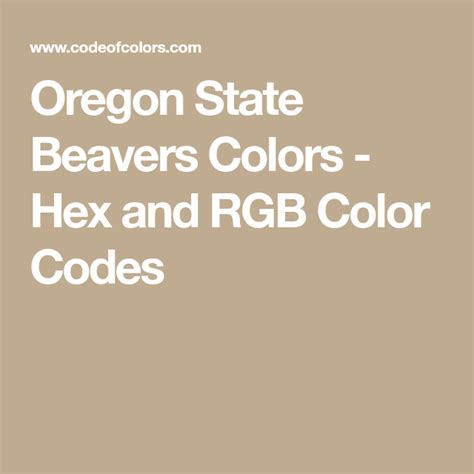 Oregon State Beavers Colors - Hex and RGB Color Codes | Oregon state ...