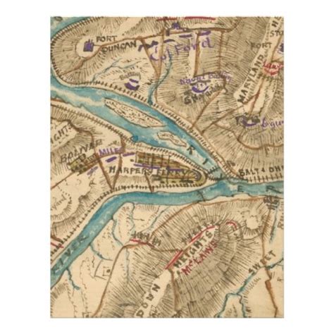 Vintage Harpers Ferry Civil War Map (1862) Letterhead | Zazzle