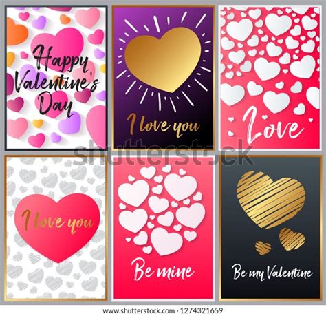 St Valentines Day Greeting Cards Set Stock Vector (Royalty Free ...