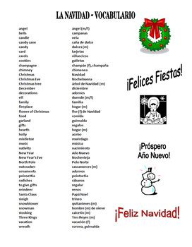 Spanish Christmas Vocabulary List 45 Words by Sue Summers | TPT