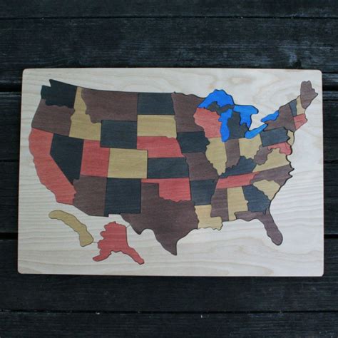 USA Wooden Map Puzzle - The Puzzle Man