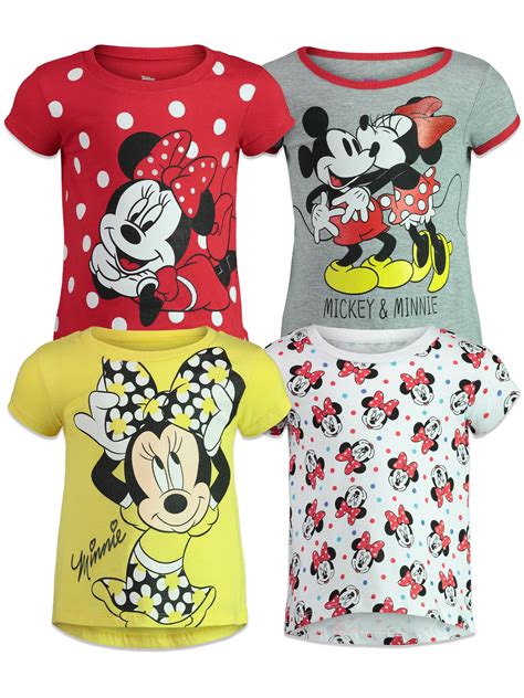 Disney Mickey Mouse Minnie Mouse Infant Baby Girls 4 Pack T-Shirts Infant to Big Kid - Walmart.com