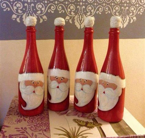 Santa bottles Santa Wine Bottle, Wine Bottle Crafts Christmas, Wine Bottle Gift, Wine Bottle Diy ...