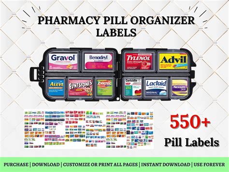 Pill Box, Pill Organizer, Pill Labels, Pharmacy Pill Organizer Labels ...