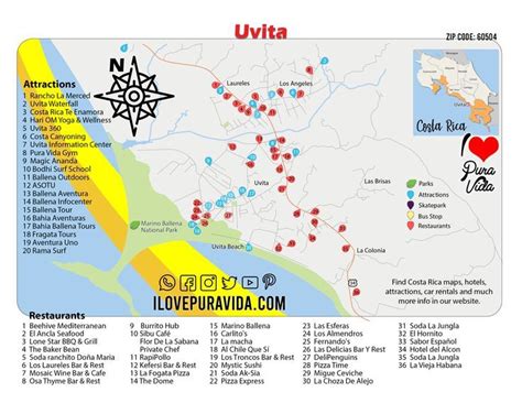 Uvita Costa Rica Map - I Love Pura Vida Find Restaurants and Attractions in the Whale Tail ...