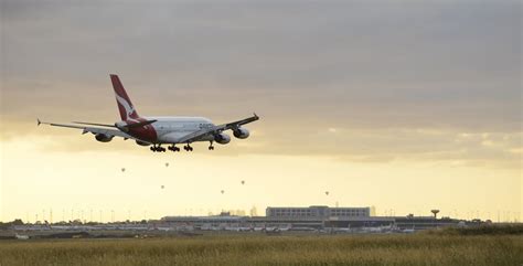 This Qantas A380 landing in Melbourne, Australia at sunrise is one of ...