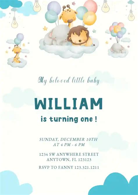 Cute Little Animals - Free Baby Birthday Invitation Templates | Invitanku