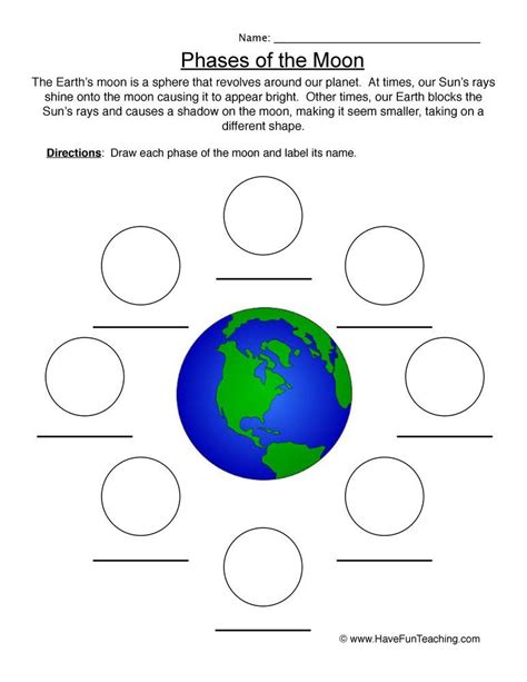 Moon Phases Worksheet 3rd Grade