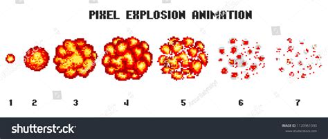 Pixel Art Explosions Game Icons Set Stock Vector (Royalty Free) 1120961030 | Shutterstock