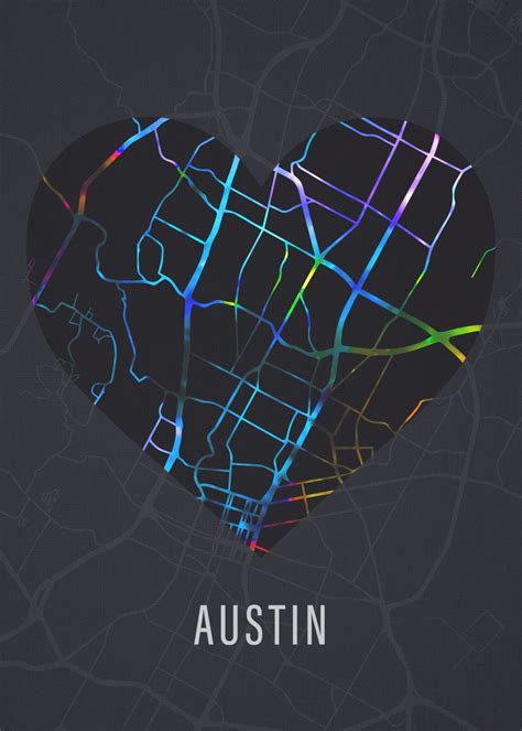 'Austin Texas City Heart' Poster, picture, metal print, paint by Design ...