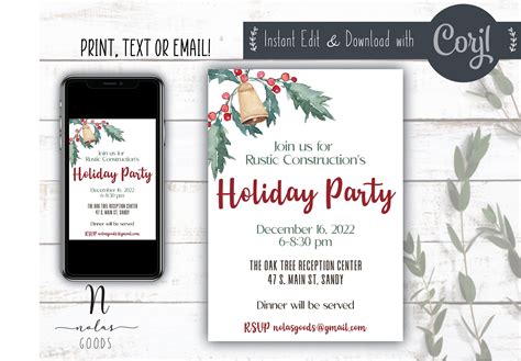 Company Christmas Party Invitation, Company Holiday Party Template ...