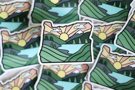 Oregon Sticker Waterproof Sticker State Sticker Nature - Etsy