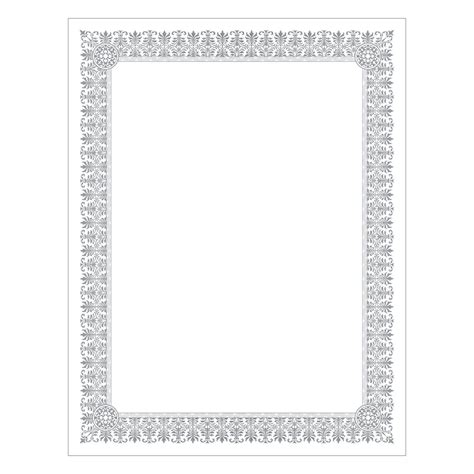 Premium Certificates, 8.5 x 11, White/Silver with Fleur Silver Foil Border,15/Pack - BOSS Office ...