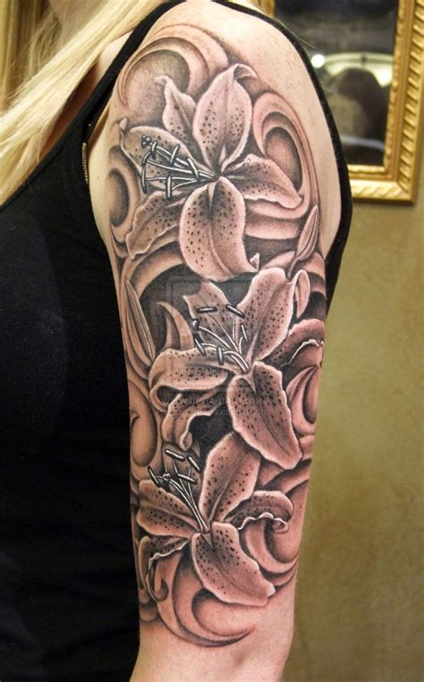 Lily half sleeve Tattoo Lily, Tiger Lily Tattoos, Lily Tattoo Design, Lily Flower Tattoos ...