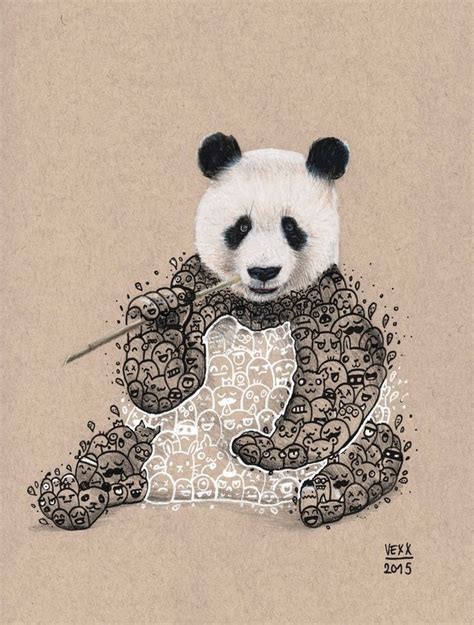 Image of Panda Doodle Print (With images) | Doodle drawings, Doodle art