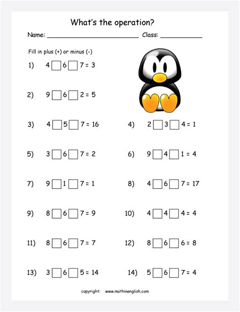 Math Worksheet Plus And Minus