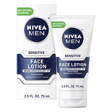 NIVEA MEN Sensitive Face Lotion with SPF 15, Broad Spectrum Sunscreen, 2.5 Fl Oz Tube – Walmart ...