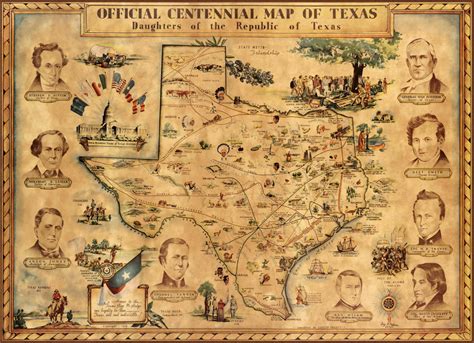 1934 Pictorial Centennial Map of Texas Revolution 11x16 Historic Wall Art Poster | eBay in 2020 ...