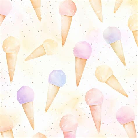 Premium AI Image | Pastel colored ice cream background ice cream watercolor seamless pattern ...