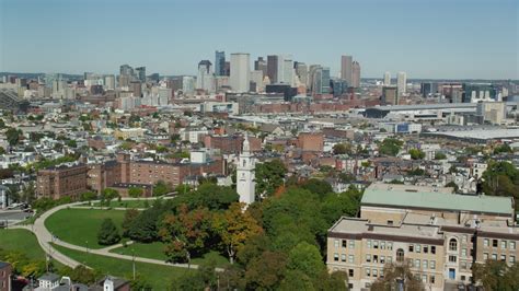 5.5K stock footage aerial video of Dorchester Heights Monument ...