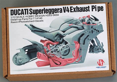 Hobby Design HD03_0659 1/12 Ducati Superleggera V4 Exhaust Pipe Detail-up Parts for Tamiya ミニカー ...