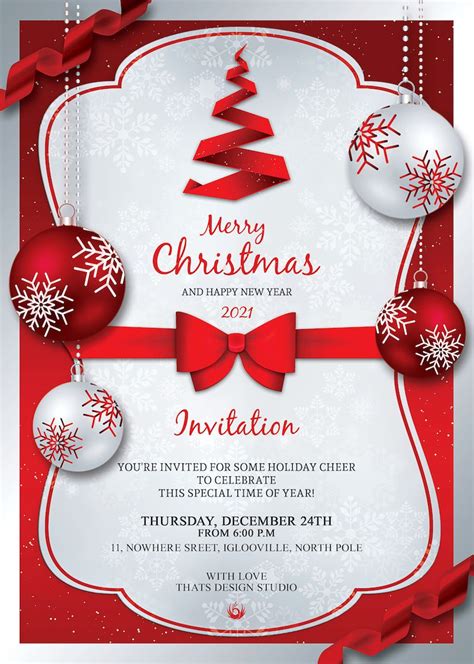 Christmas Invitation Template V4 | Christmas invitations template, Free ...