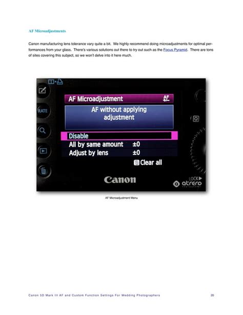 Canon EOS 5D Mark III AF and Custom Function Settings for Wedding ...