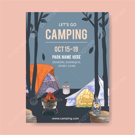 Camping Poster Design With Tent Template Download on Pngtree