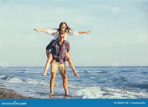 Happy Couple in Love on Beach Summer Vacations. Stock Photo - Image of beach, happy: 98583148