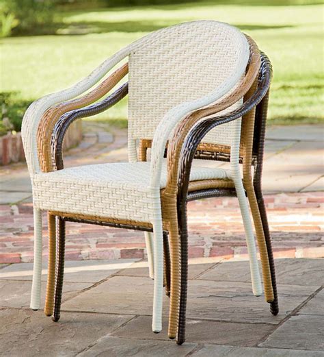 Outdoor Wicker Chair - Antique White | PlowHearth