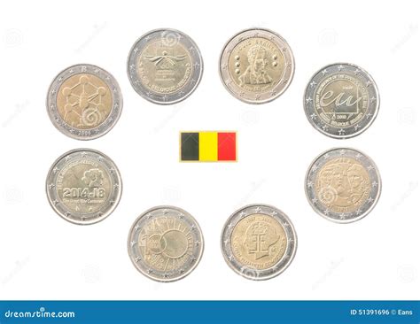 Set of Commemorative 2 Euro Coins of Belgium Stock Photo - Image of euro, exchange: 51391696