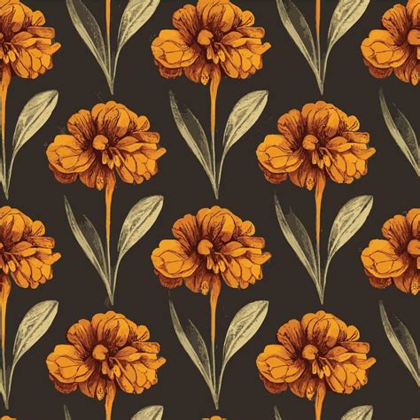 Orange Trendy Floral Flower Seamless Pattern 12744893 Vector Art at Vecteezy