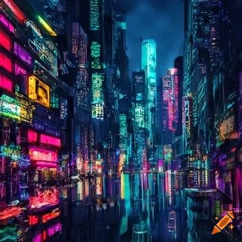 Cyberpunk city skyline in 4k resolution on Craiyon