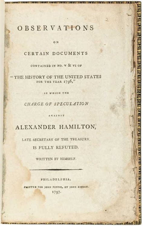 The Reynolds Pamphlet by Alexander Hamilton 1797